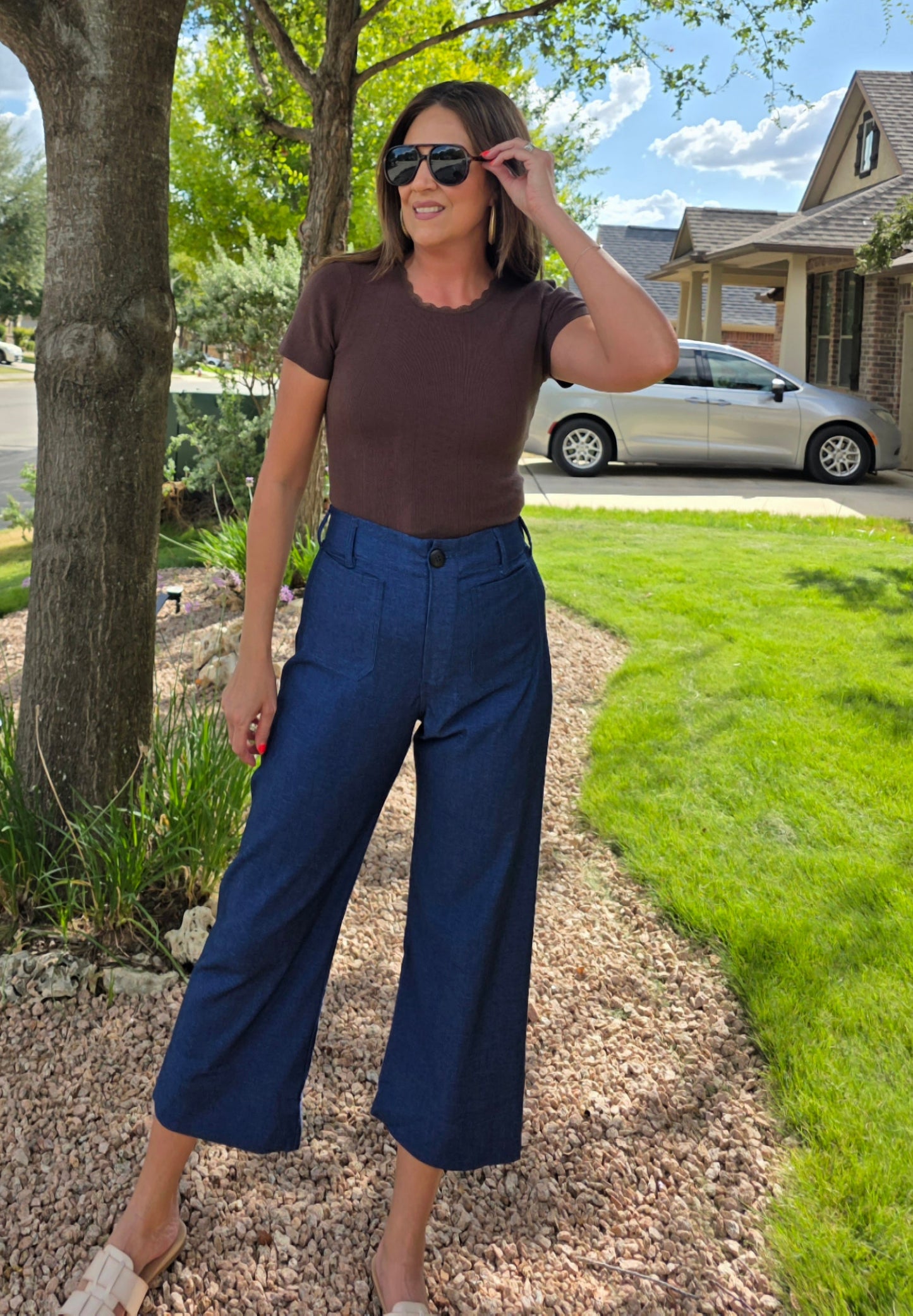 Go With Anything Chambray Pants- Dark Denim