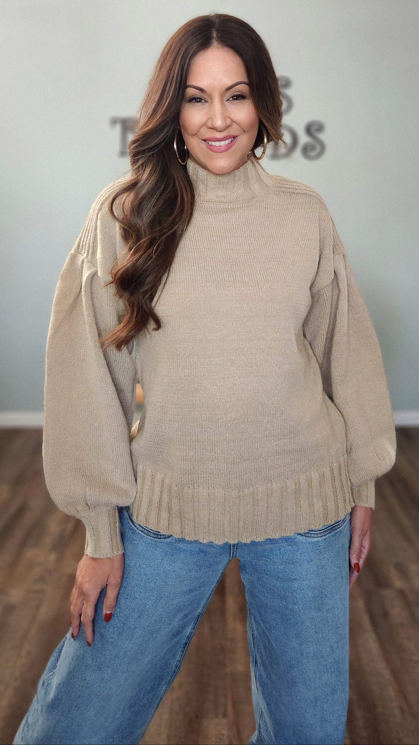 The Modern Puff Sweater- Mocha
