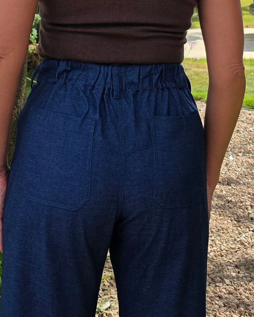 Go With Anything Chambray Pants- Dark Denim