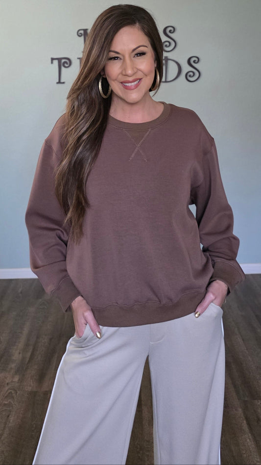 Weekend Ready Pullover- Mocha