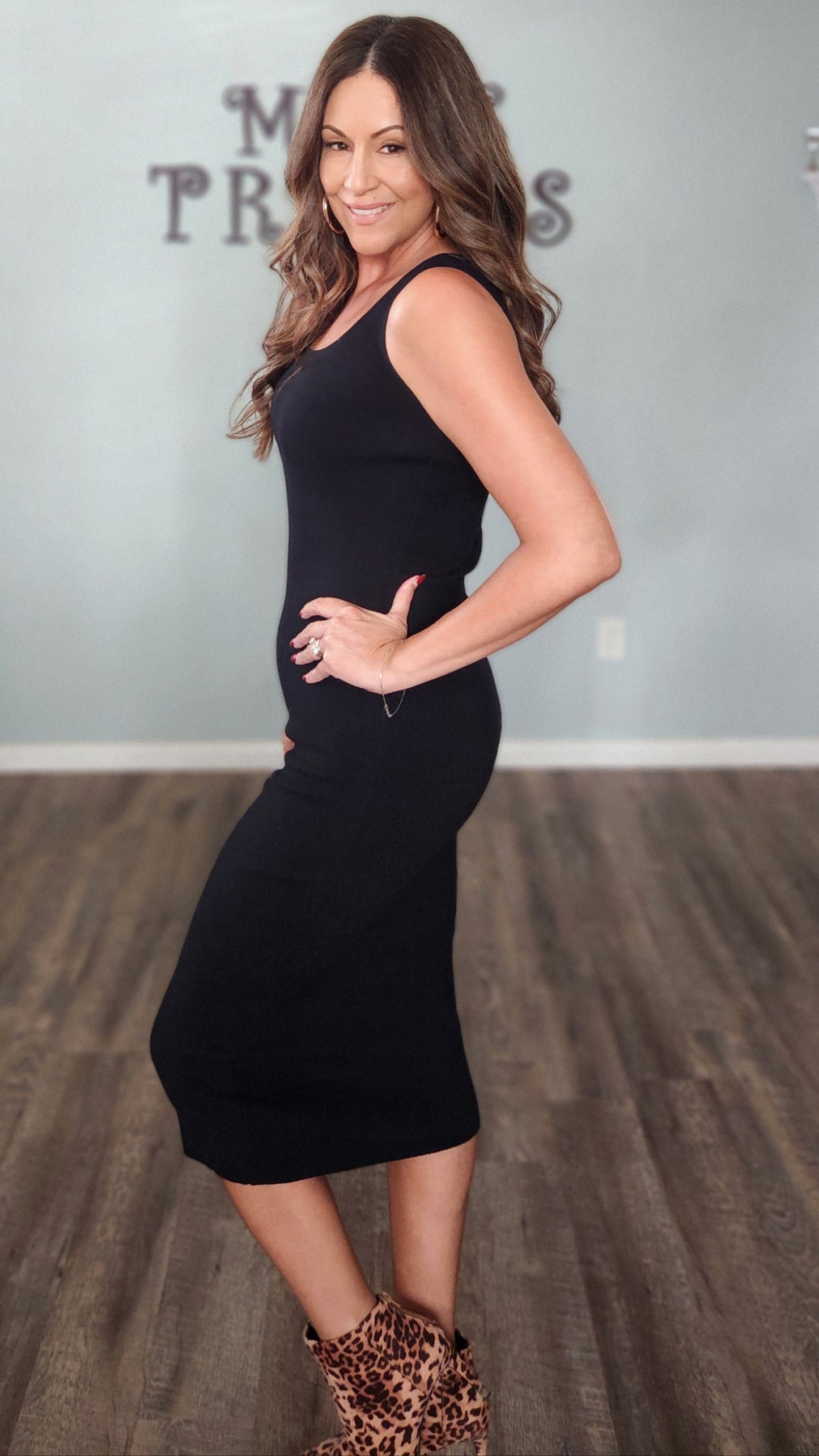 Timeless Duo Sweater Dress-Black