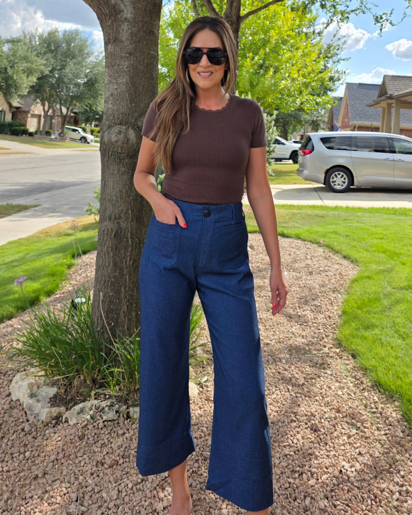 Go With Anything Chambray Pants- Dark Denim