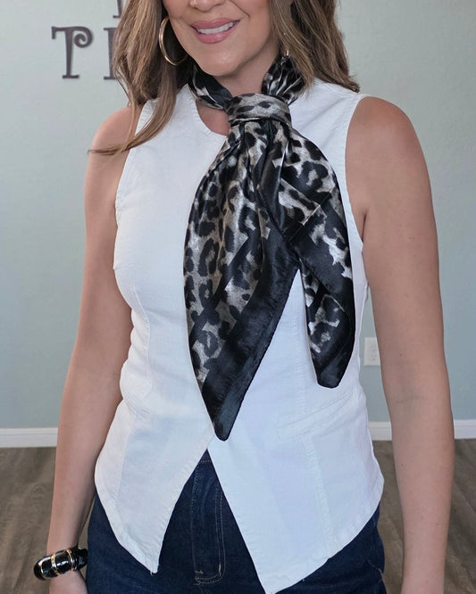Leopard Satin Scarf