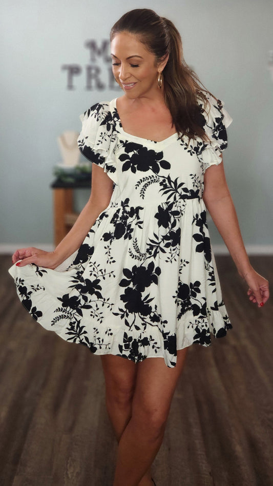 🖤Reset by Jane- Victoria Ruffle Sleeve Mini Dress