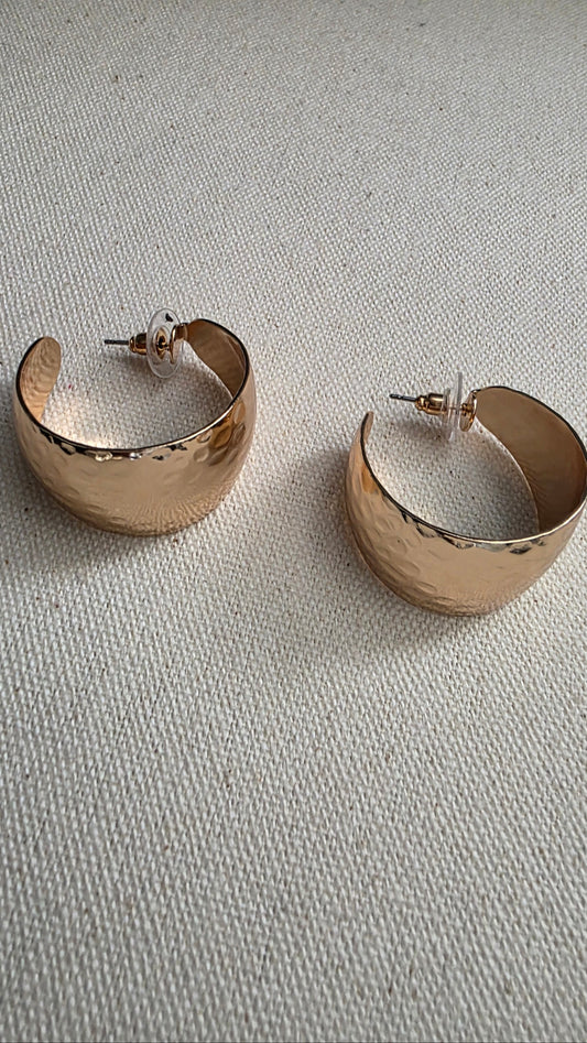 Bold Elegance Hammered Hoops-Gold