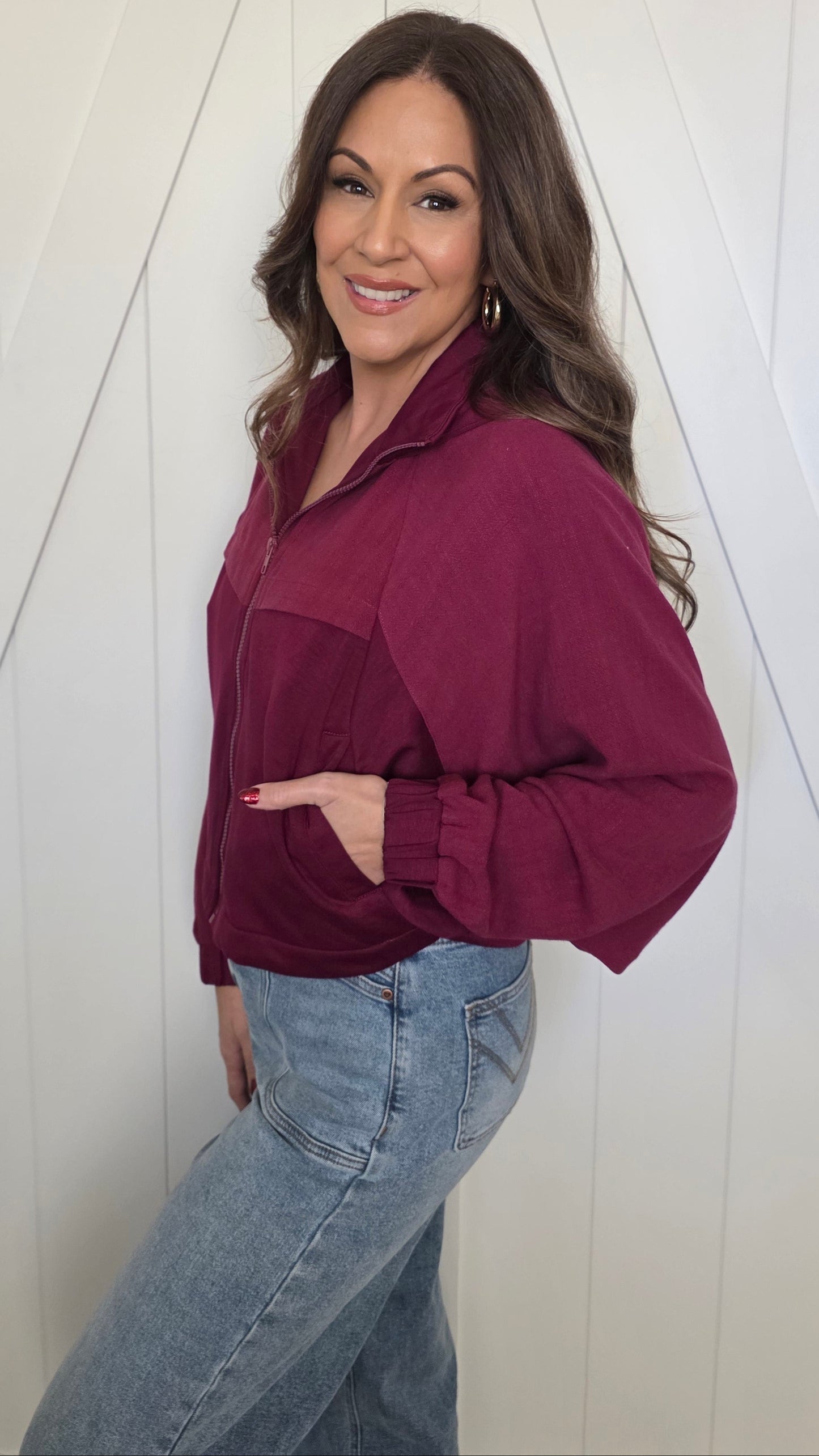 On-The-Go Zip Jacket-Burgundy