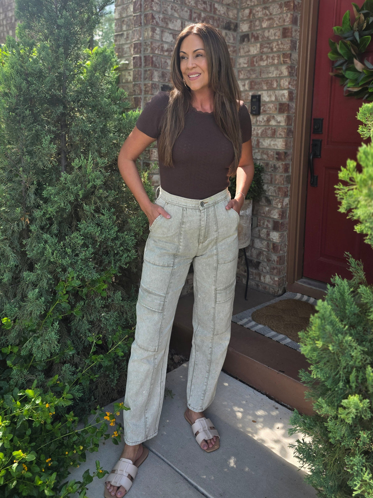 The Modern Utility Denim Pants- Light Olive