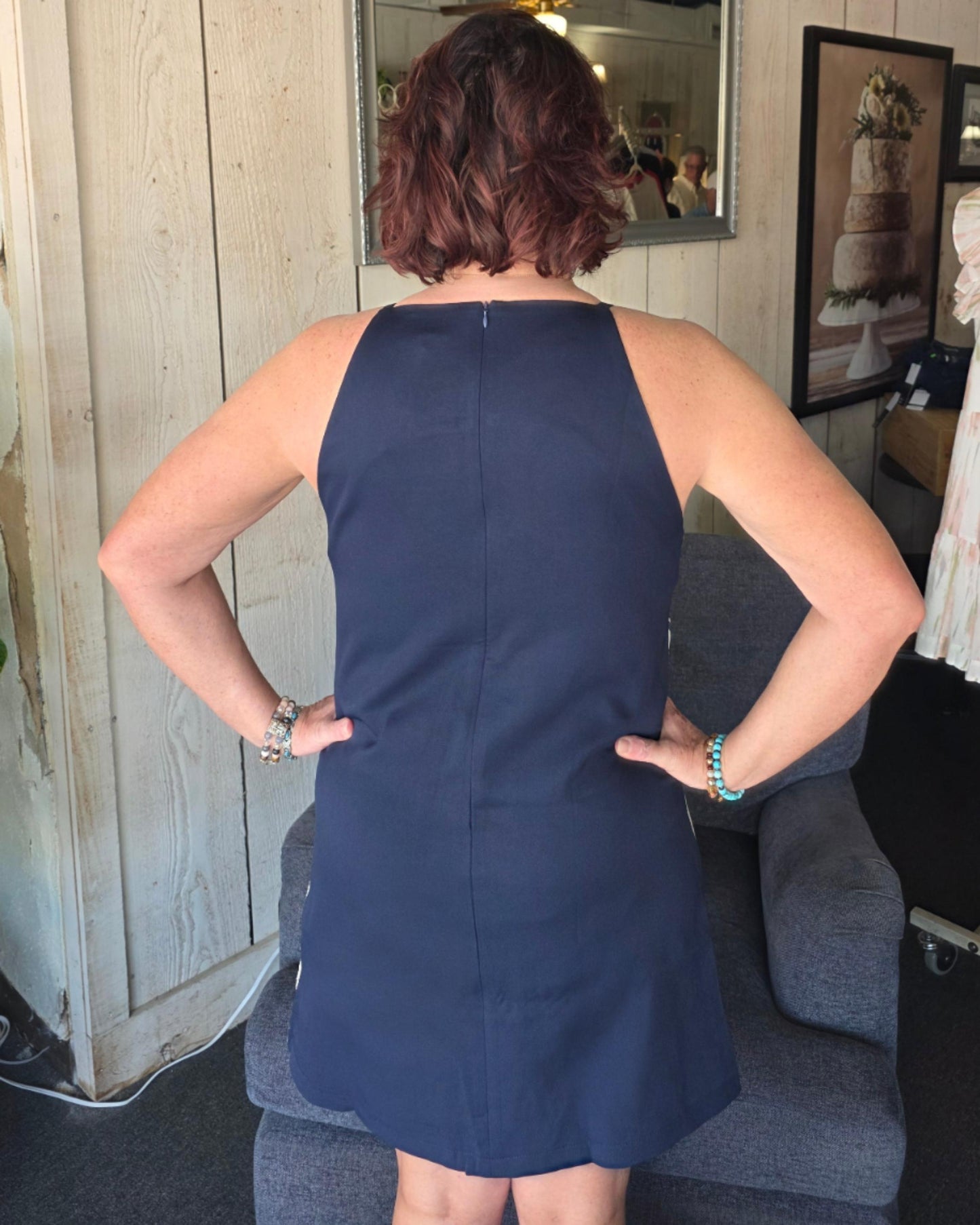 The Coastal Occasion Dress-Navy/ Cream
