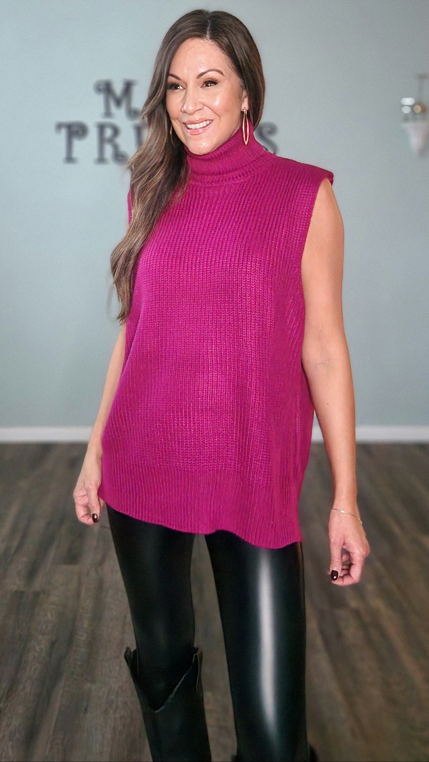 The Uptown Knit Vest-Magenta