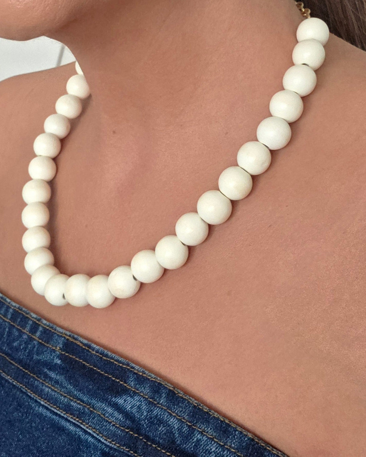 Pop of White Beaded Necklace-White