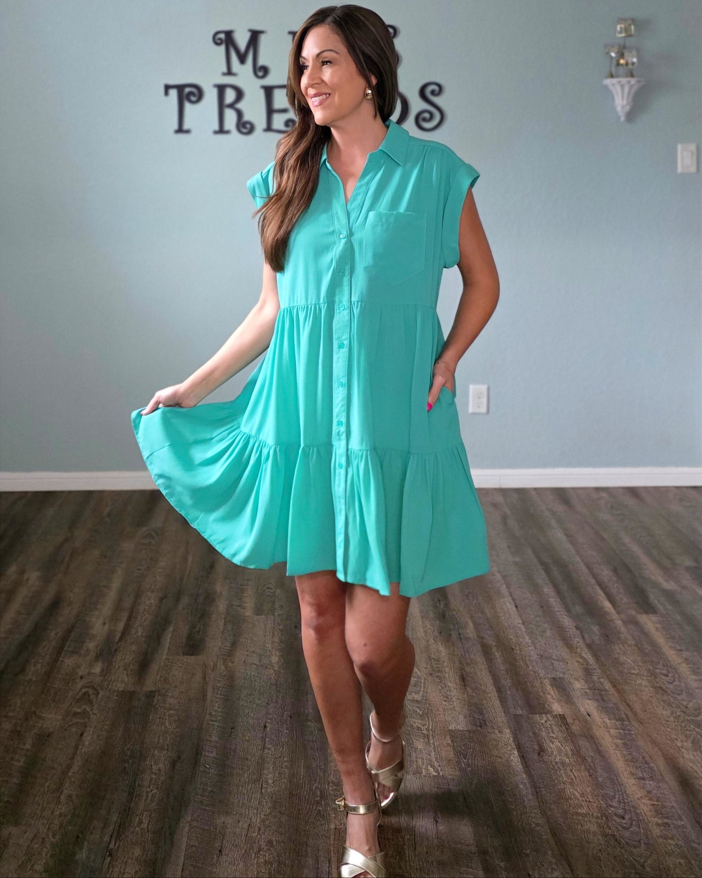 Teal The Moment Dress