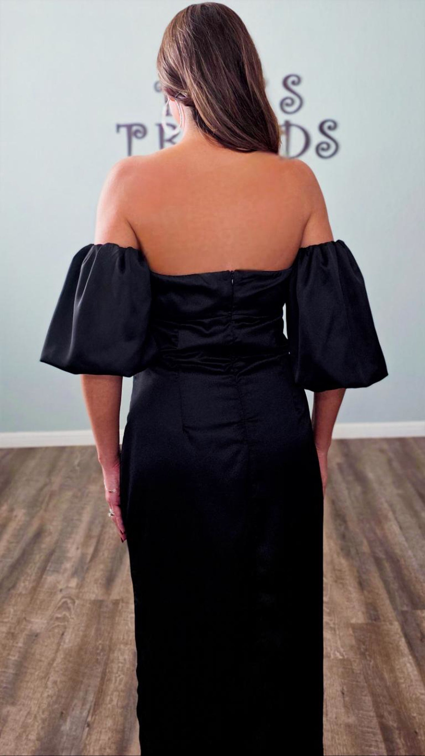 Moonlit Elegance Satin Midi Dress-Black