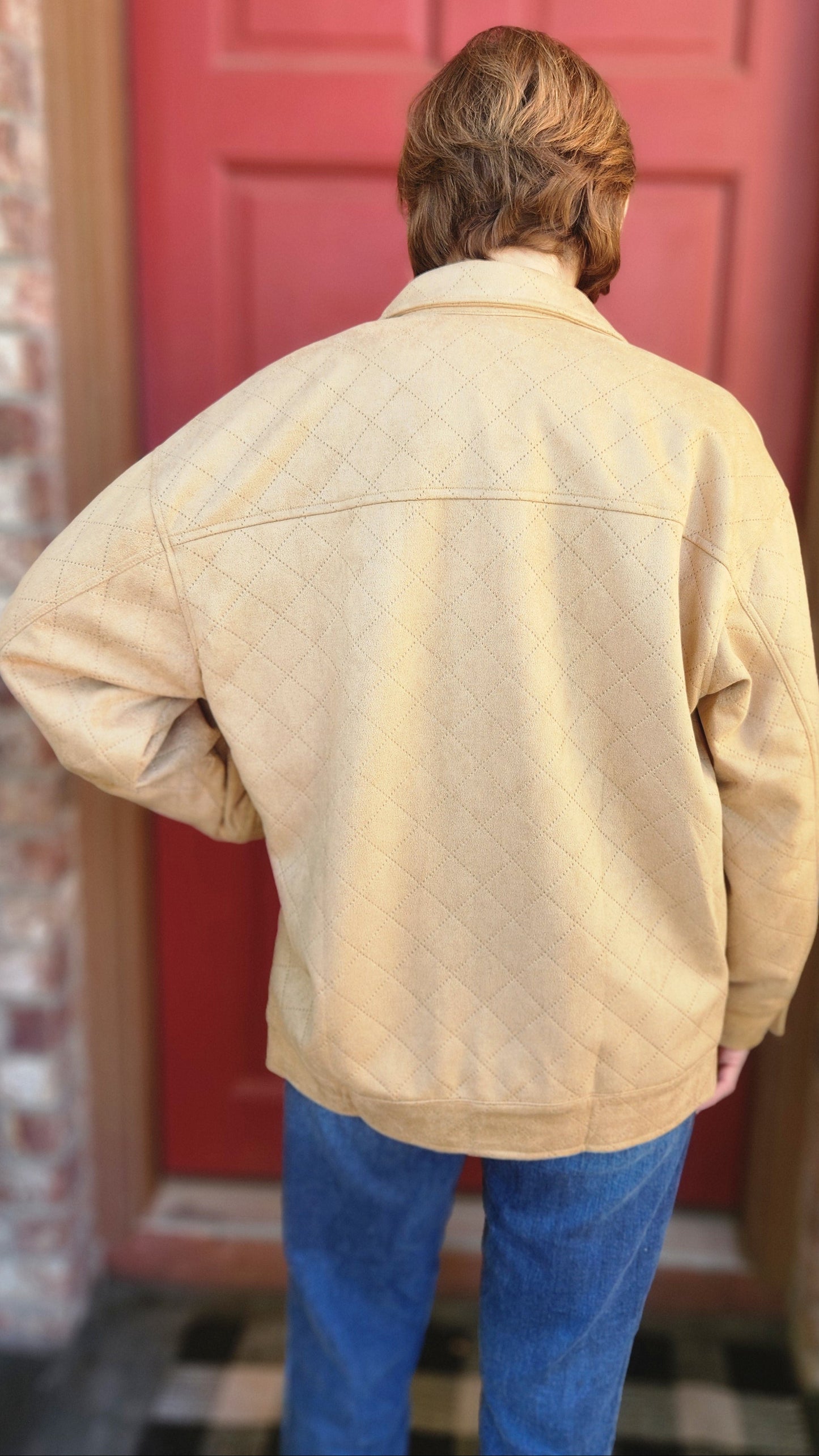 Elevated Errands Quilted Suede Jacket-Sand