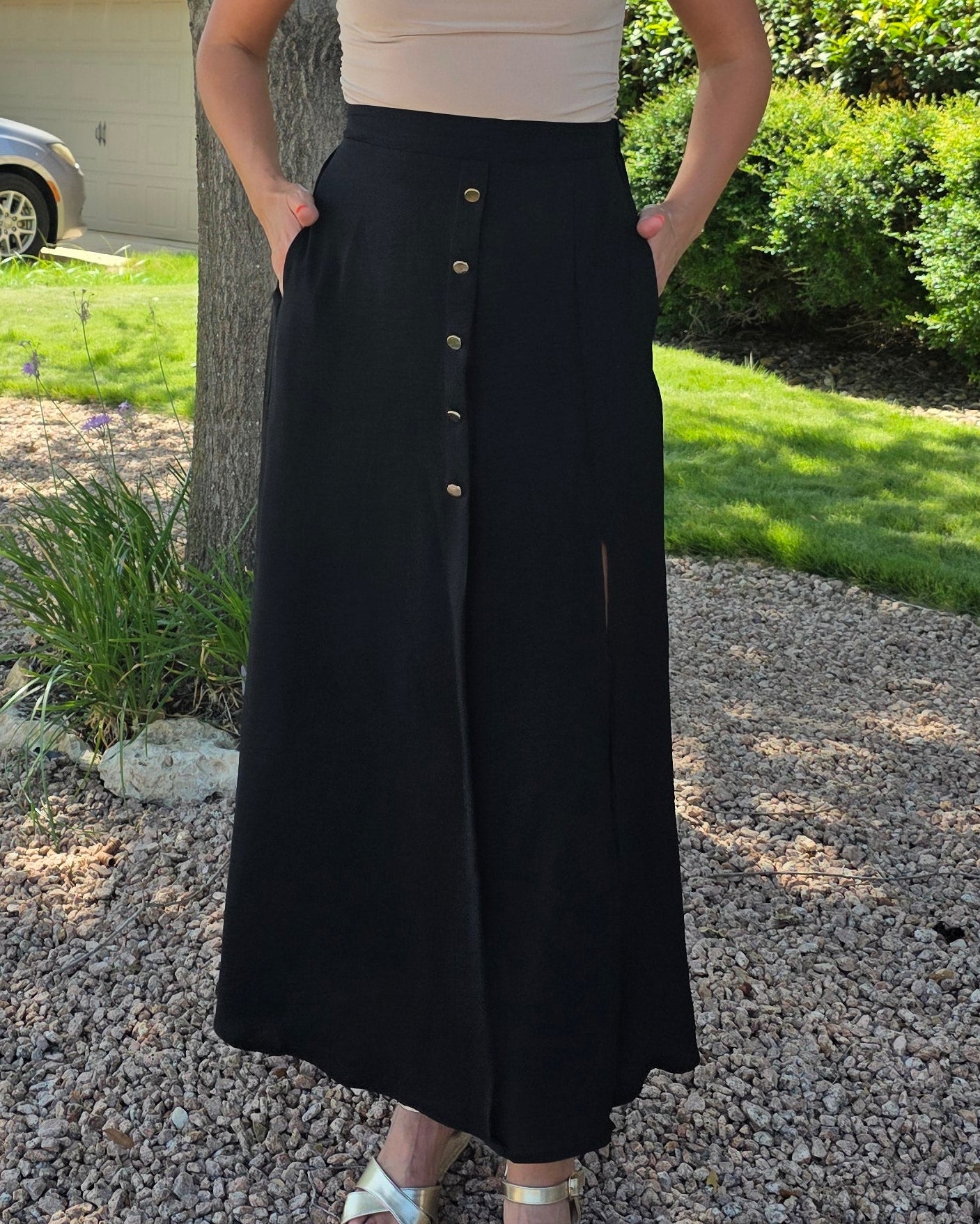 Season to Season Maxi Skirt- Black