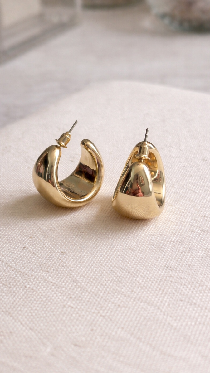 Polished Teardrop Hoop Earrings