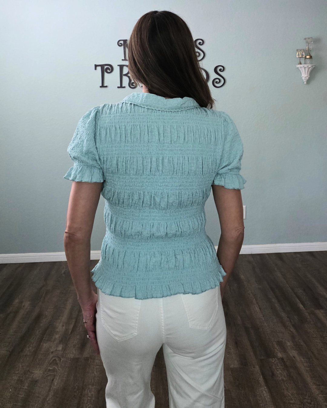 Sweet Sky Smocked Top-Blue