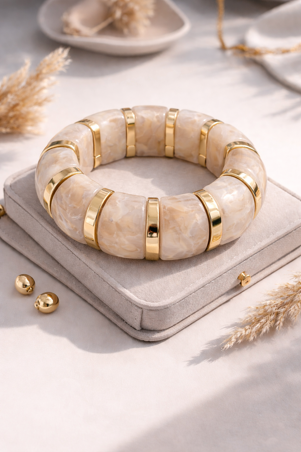 Golden Marble Stretch Bracelet