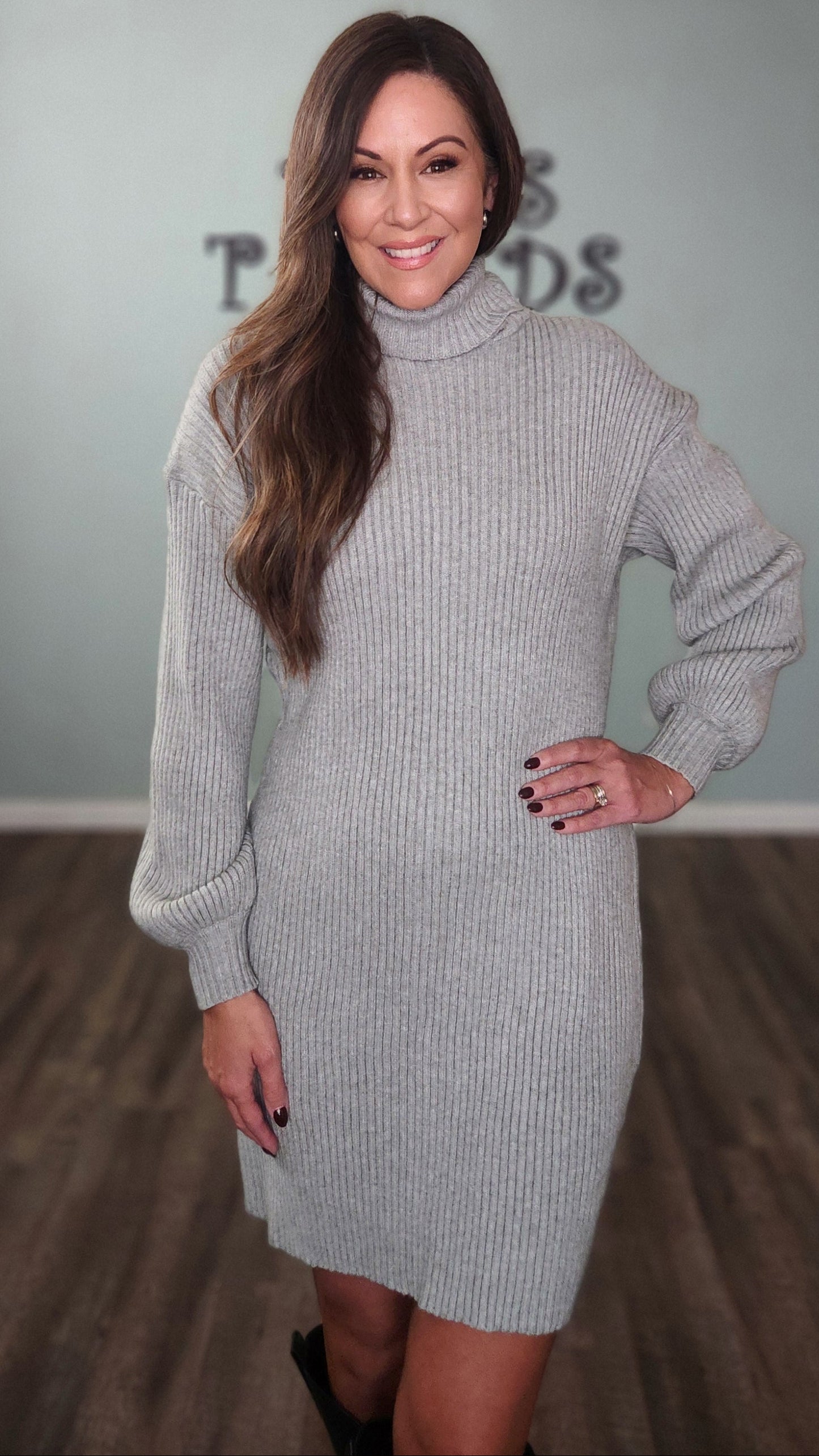 The Warm & Cozy Turtleneck Sweater Dress