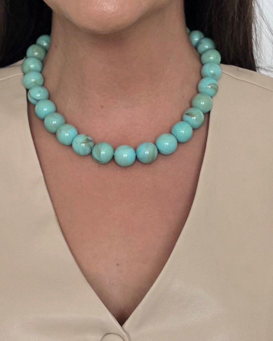 Bluebell Beaded Necklace-Turquoise