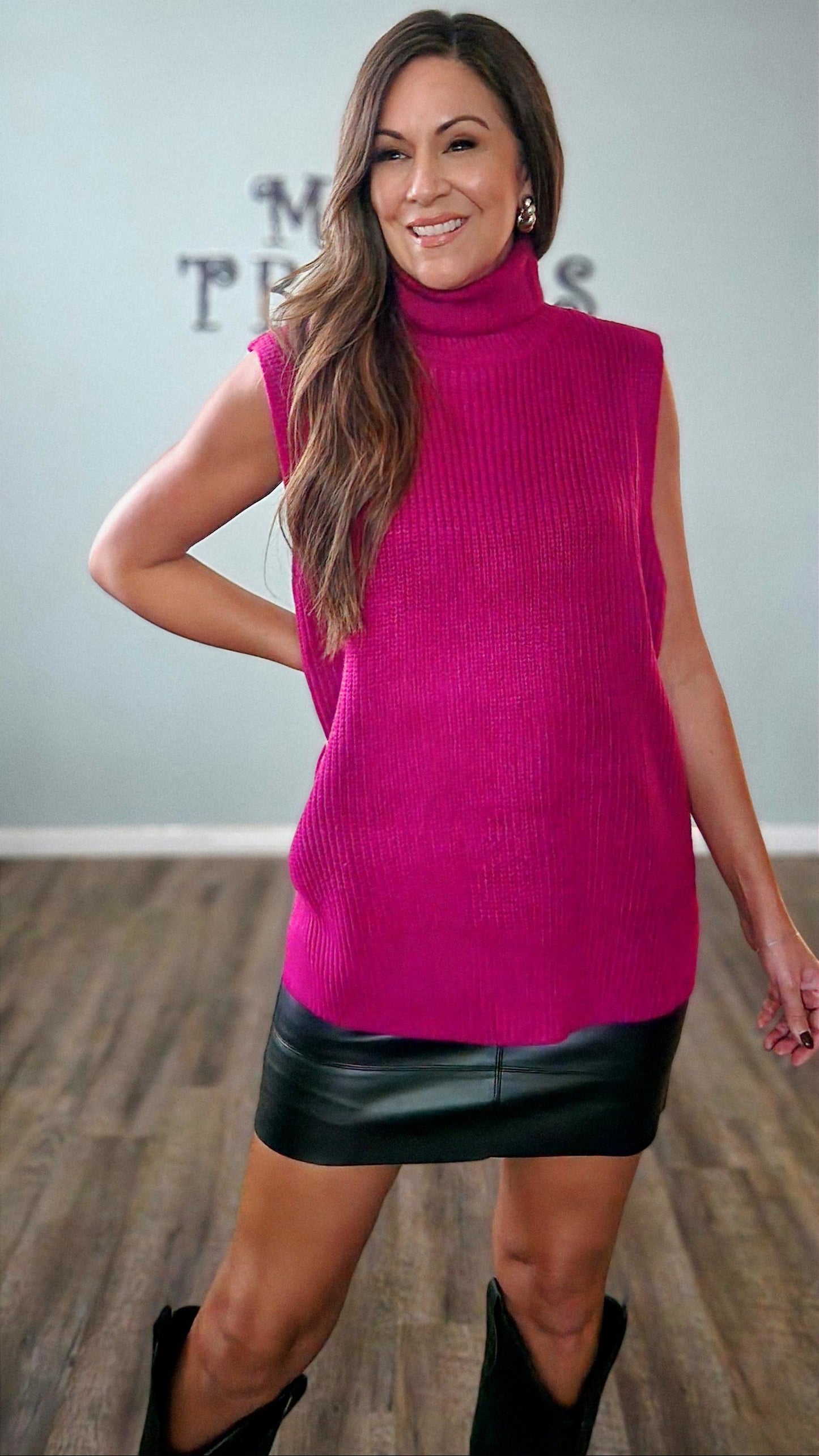 The Uptown Knit Vest-Magenta