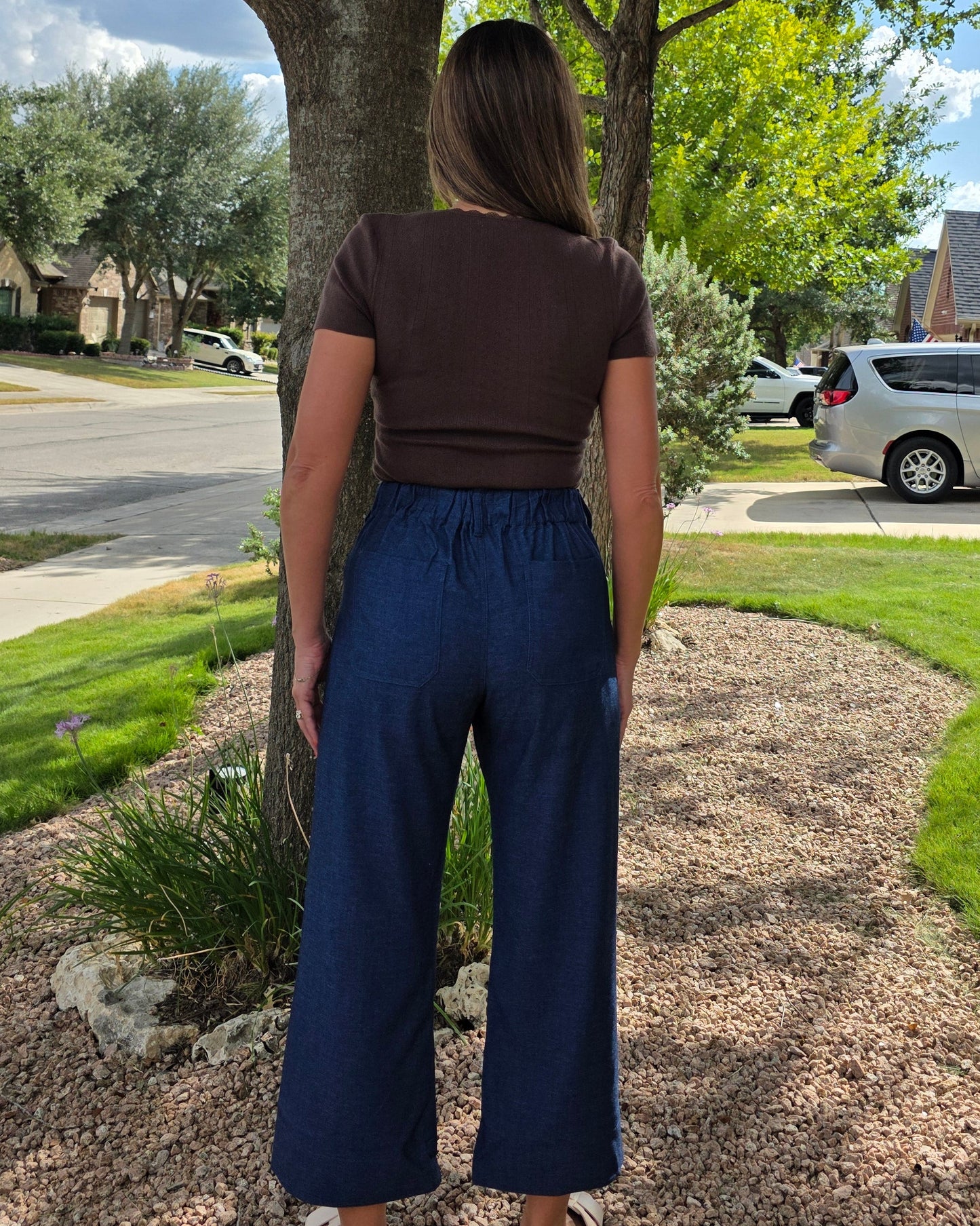 Go With Anything Chambray Pants- Dark Denim
