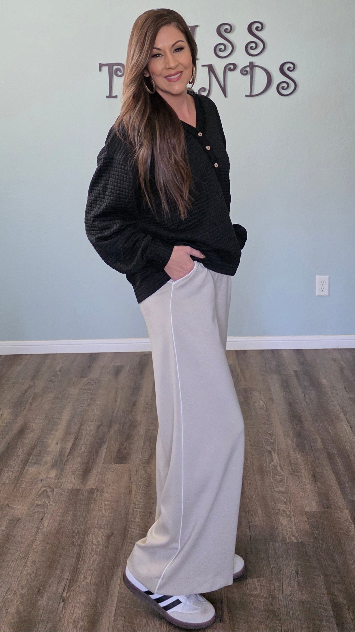 Chic Comfort Wide-Leg Pants-Oatmeal