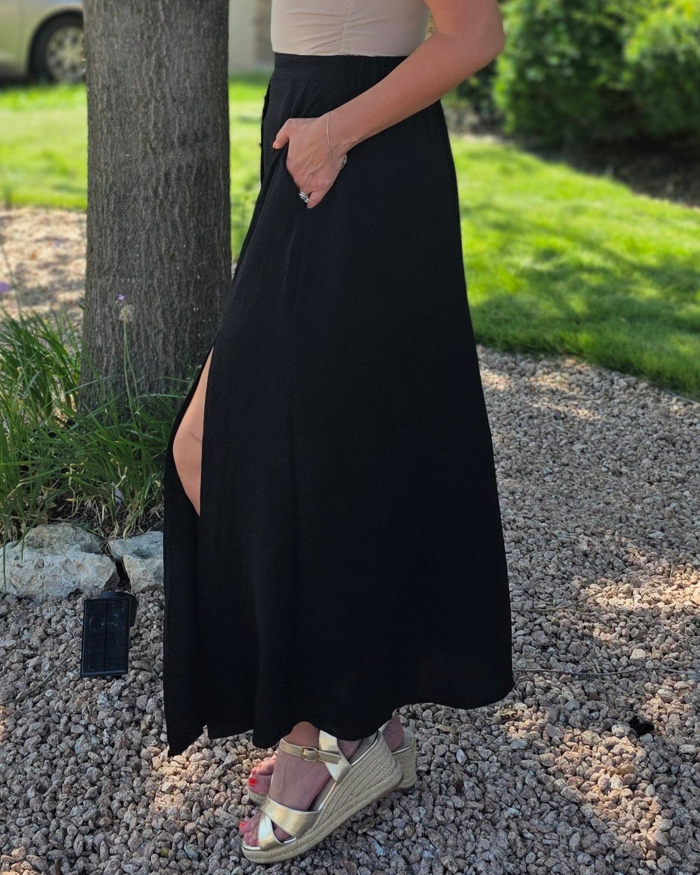 Season to Season Maxi Skirt- Black
