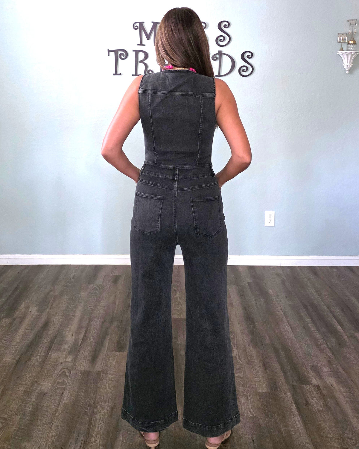 Perfectly Put Together Denim Jumpsuit- Black