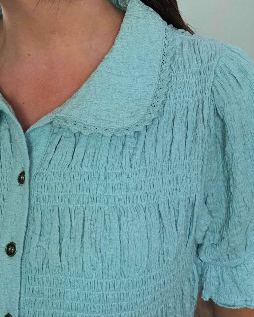 Sweet Sky Smocked Top-Blue