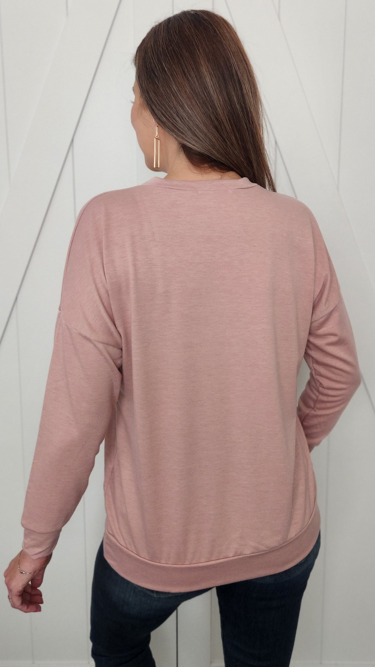 Here On After Pullover Top- Dusty Pink