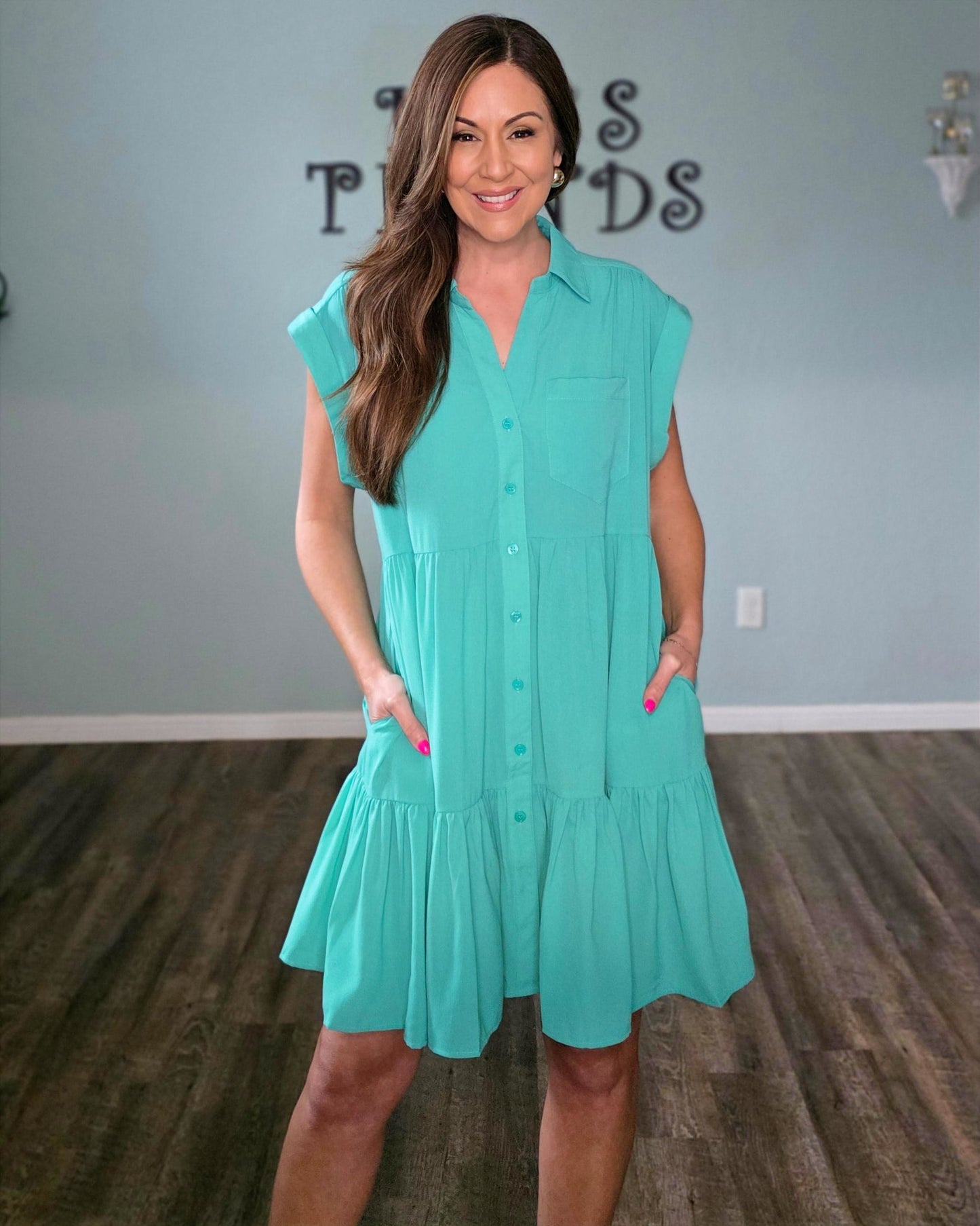 Teal The Moment Dress