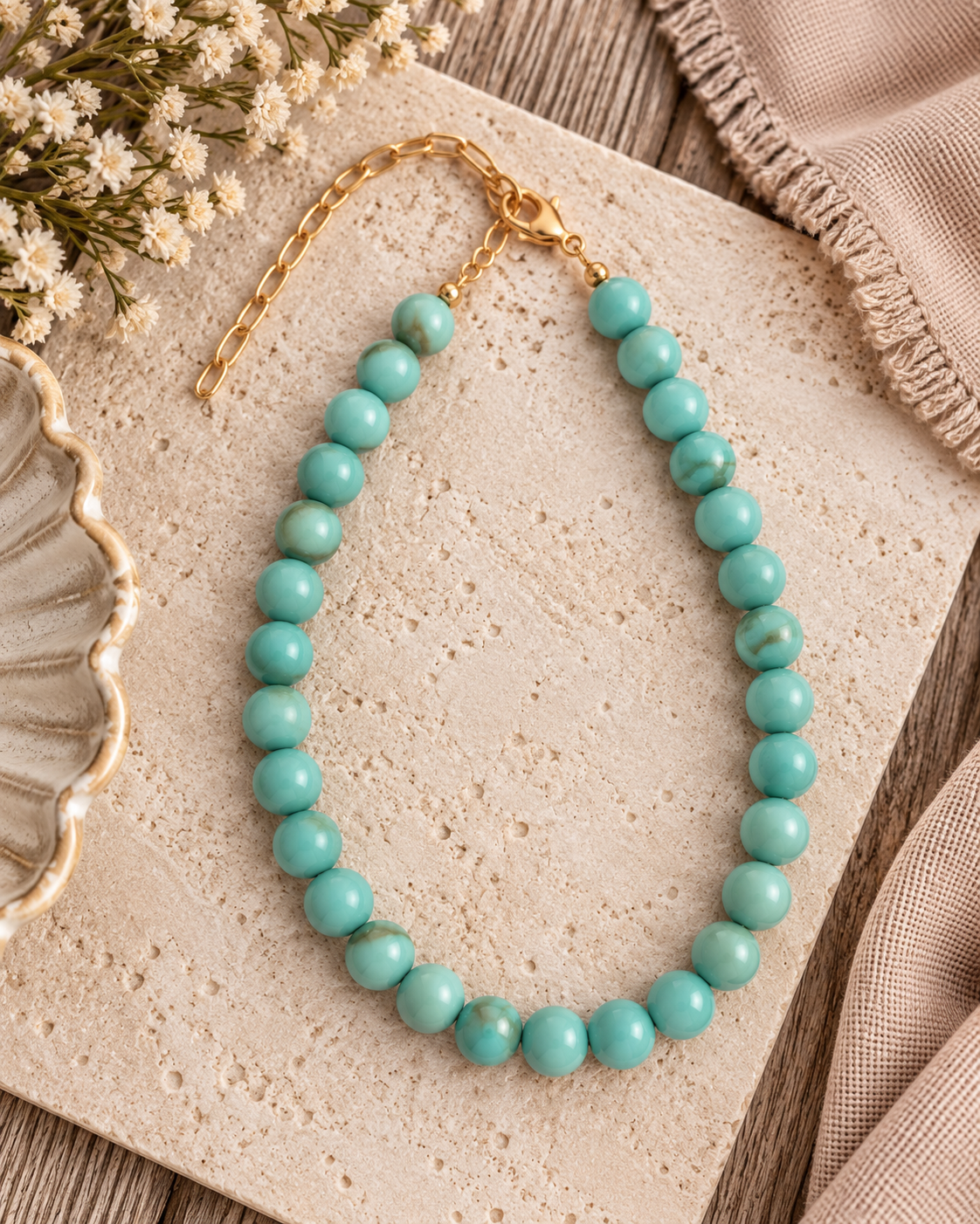 Bluebell Beaded Necklace-Turquoise