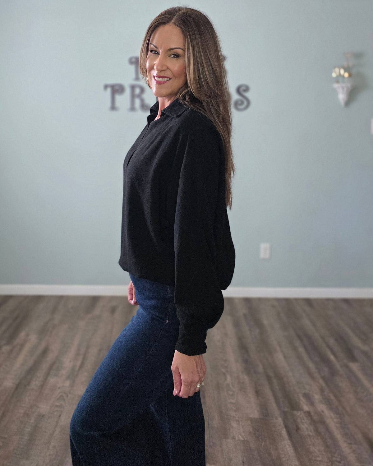All In The Details Pullover Top-Black