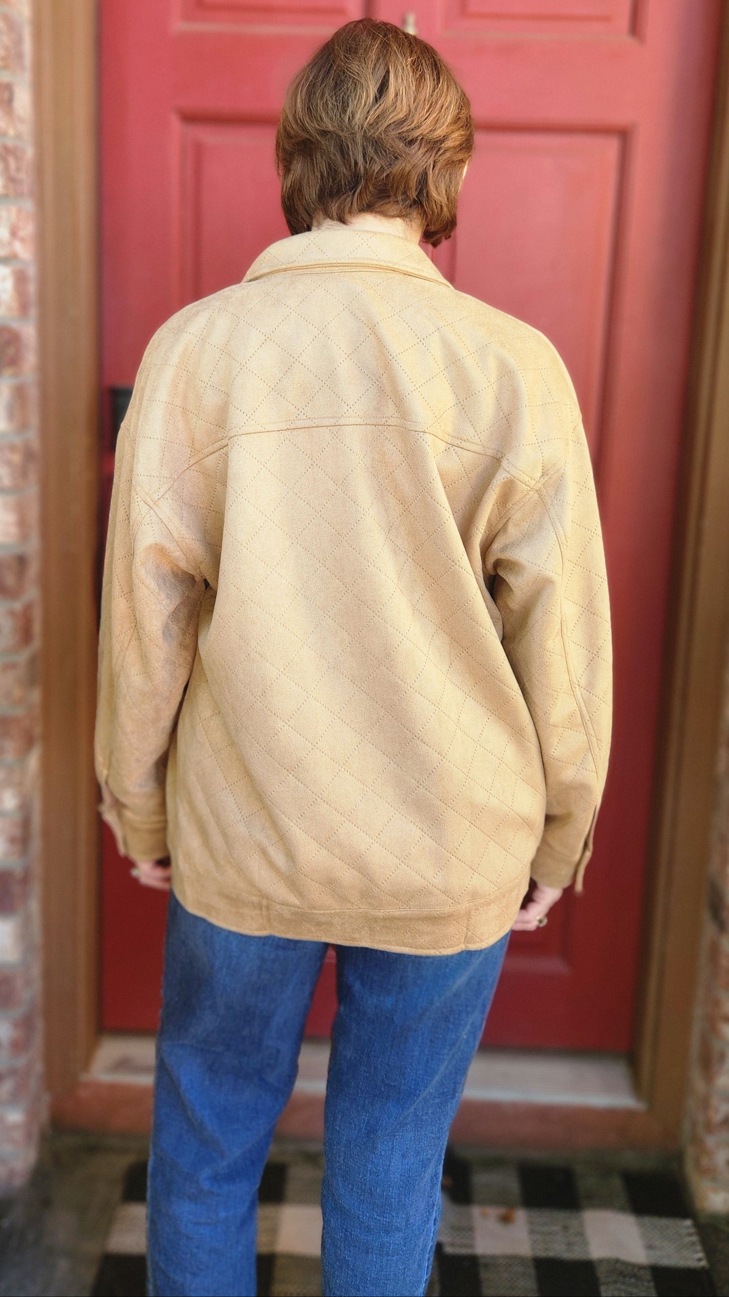 Elevated Errands Quilted Suede Jacket-Sand