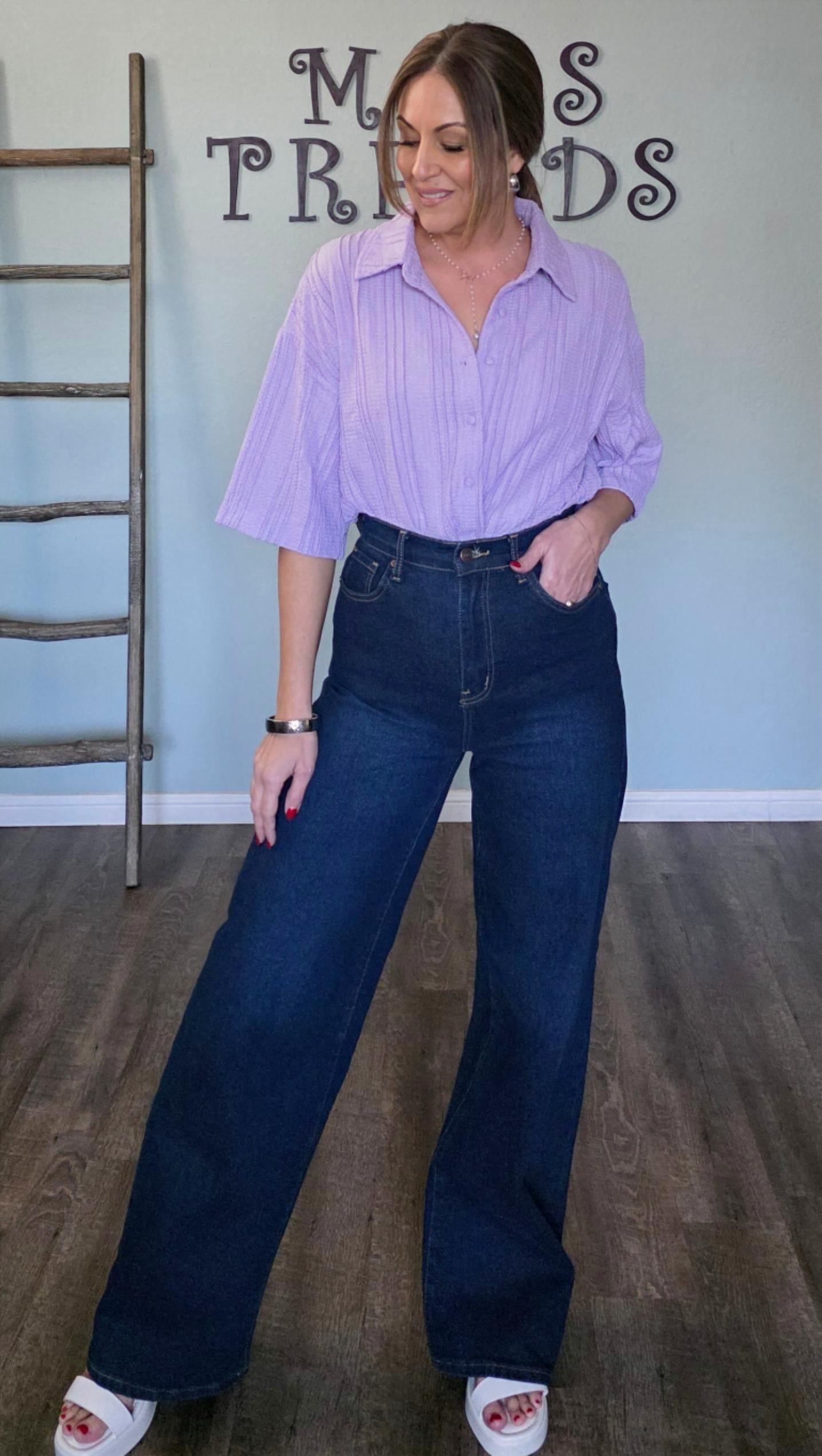 Lavender Textured Button Down Shirt