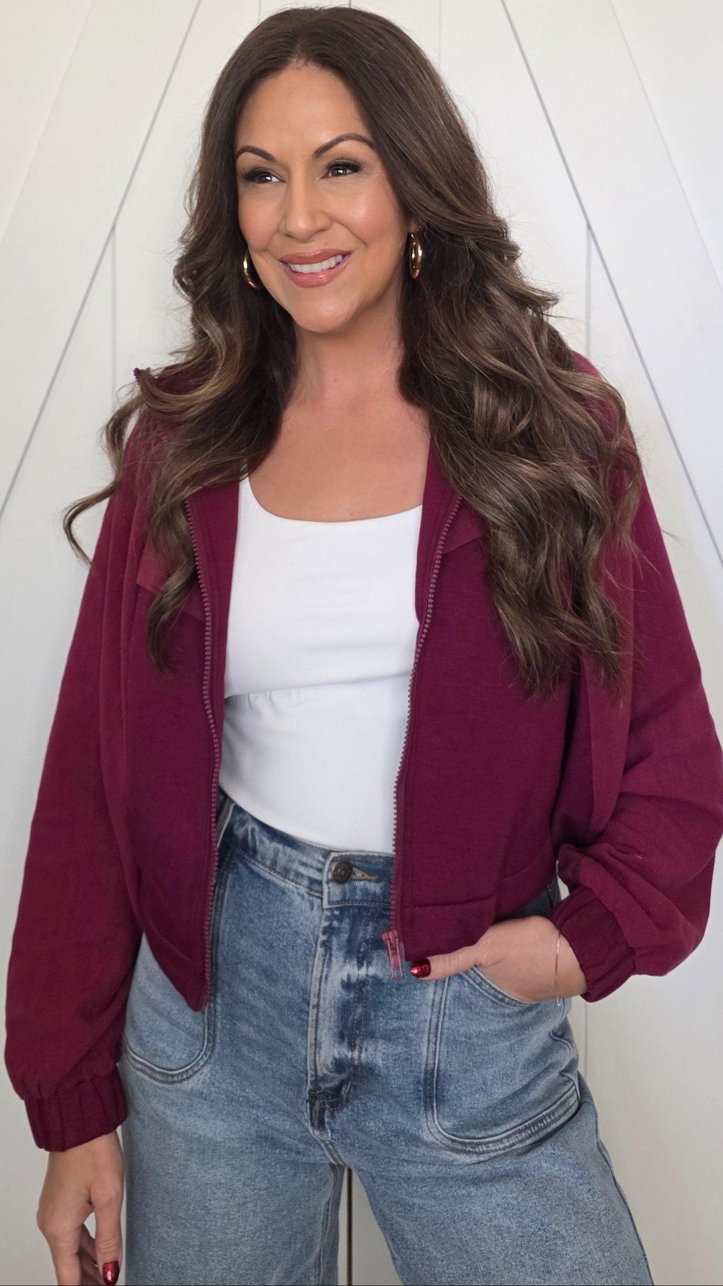 On-The-Go Zip Jacket-Burgundy