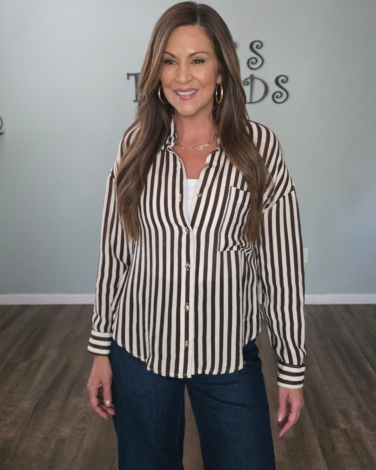 Autumn Lane Button Down | Cream & Brown