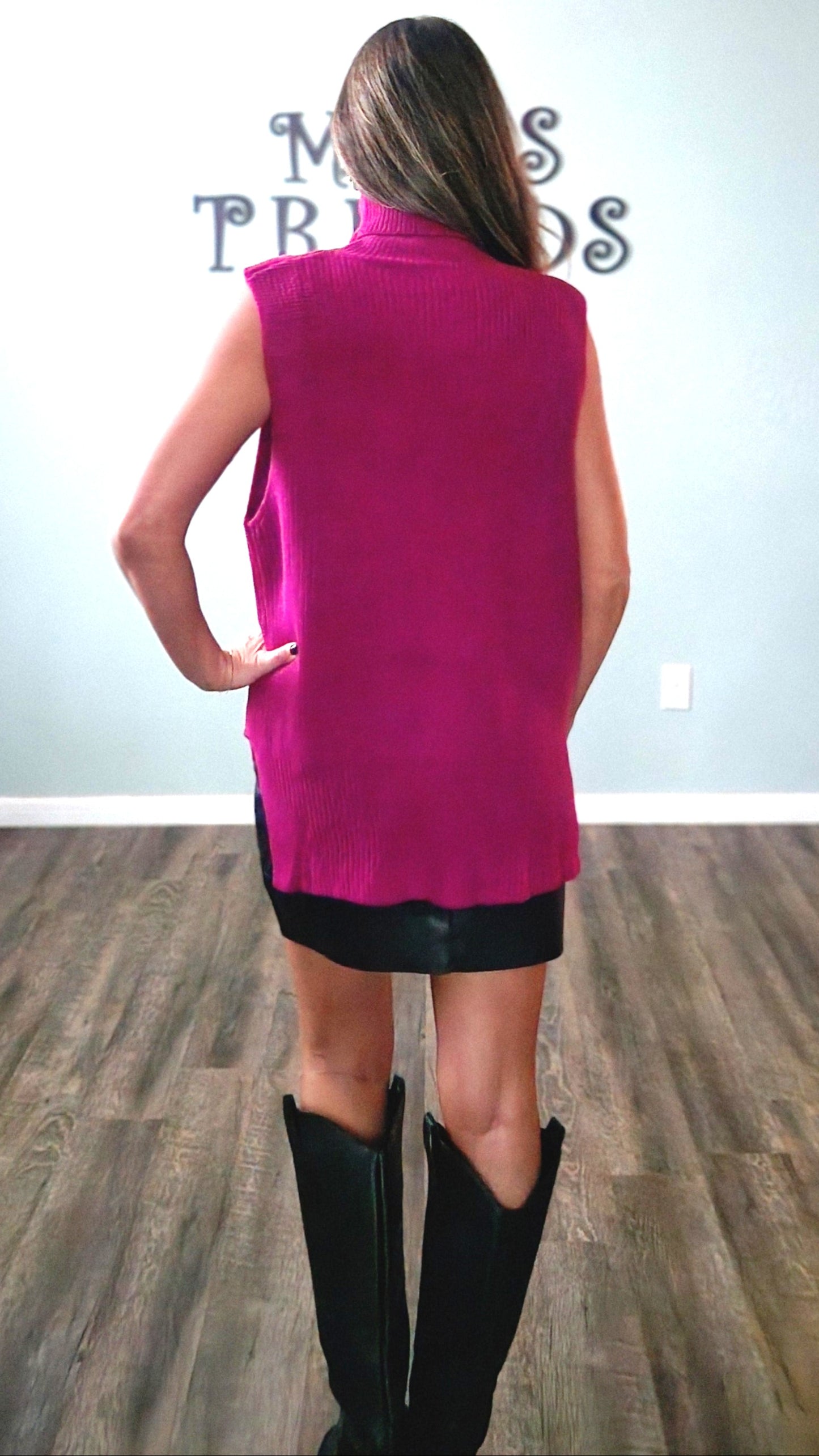 The Uptown Knit Vest-Magenta