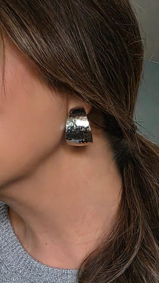 Bold Elegance Hammered Hoops