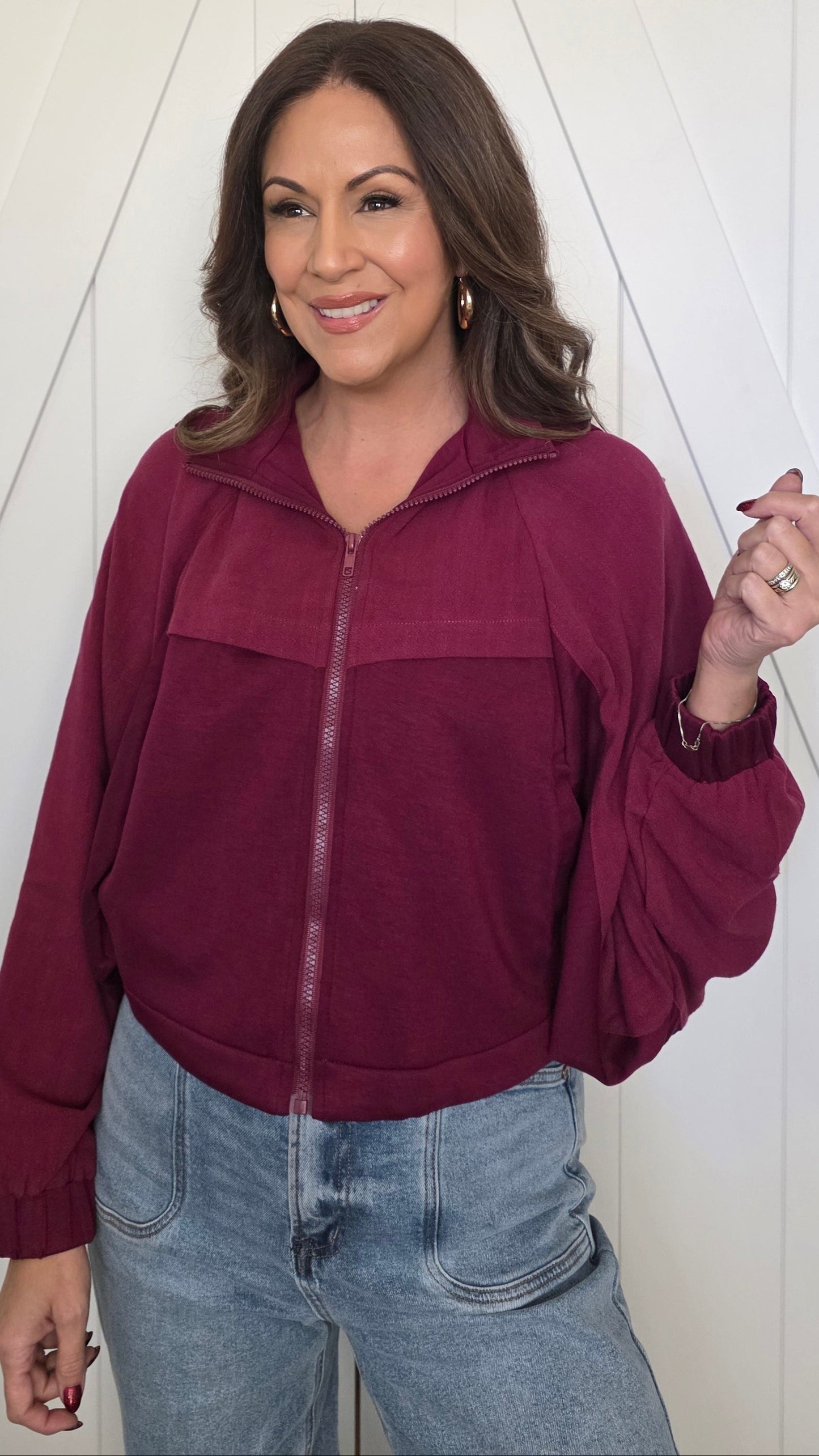 On-The-Go Zip Jacket-Burgundy