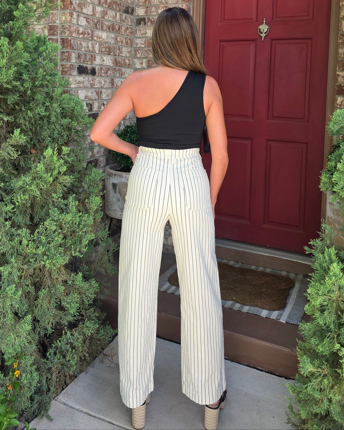 In Good Lines Striped Jeans- Cream/Black