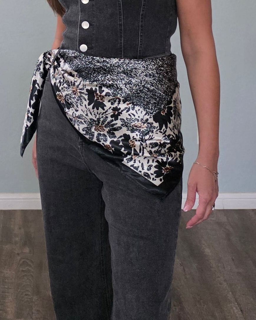 Floral Contrast Scarf
