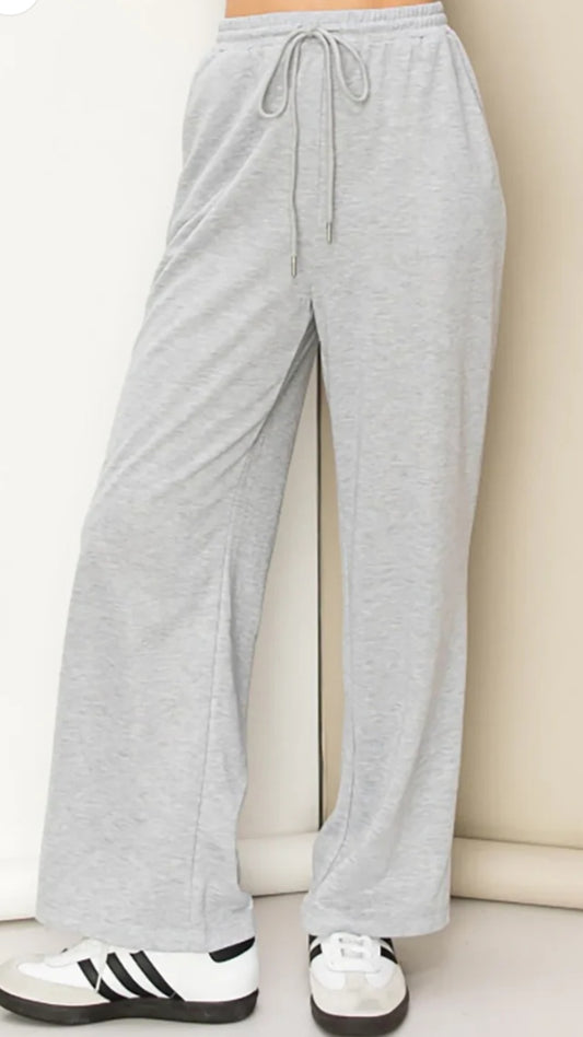 Weekend Wide Legs-Heather Grey