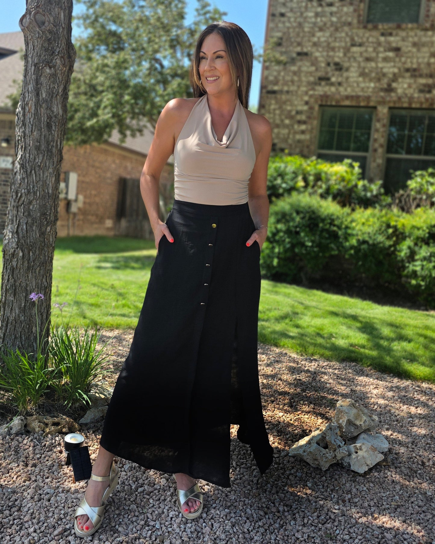 Season to Season Maxi Skirt- Black