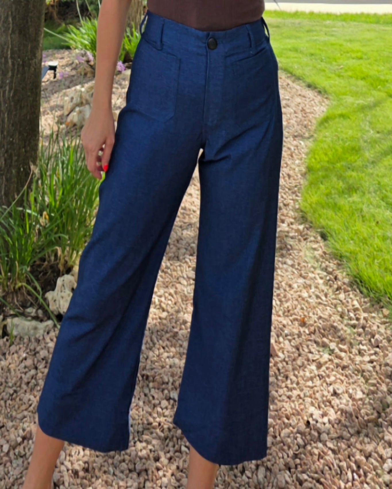 Go With Anything Chambray Pants- Dark Denim