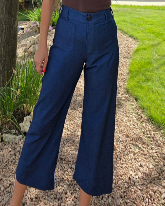 Go With Anything Chambray Pants- Dark Denim