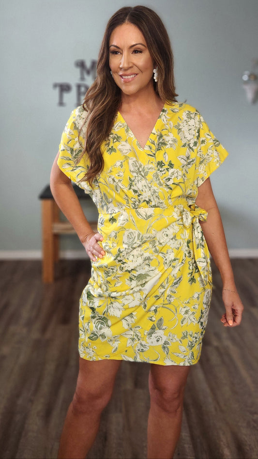 Sunset Stroll Dress-Yellow, white, olive