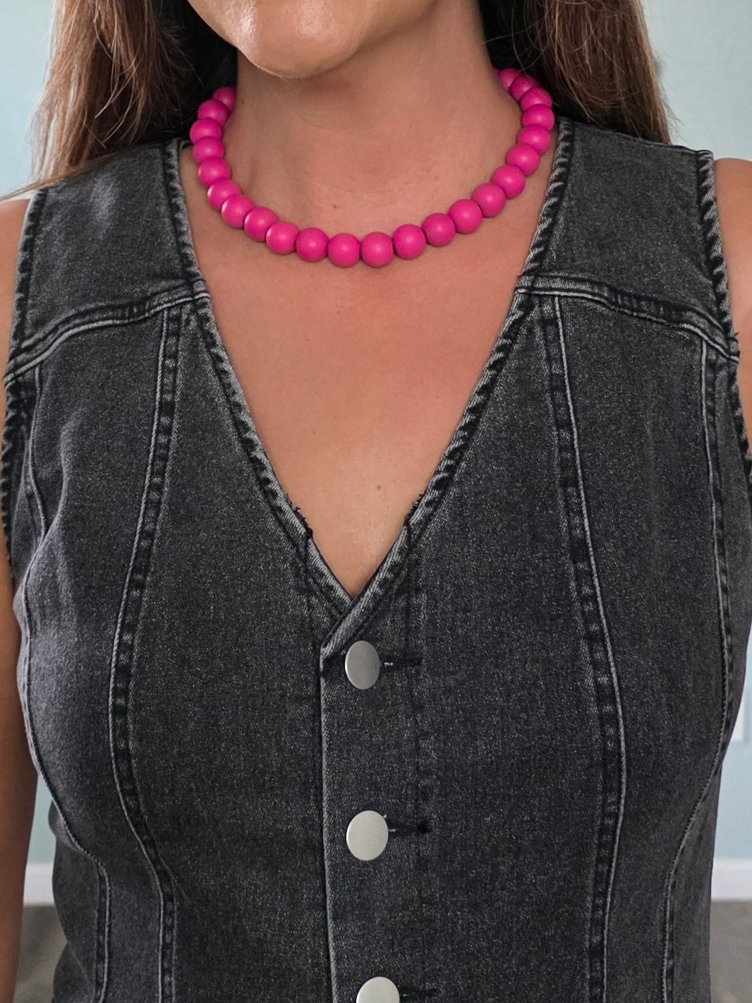 Pop of Fuchsia Beaded Necklace.