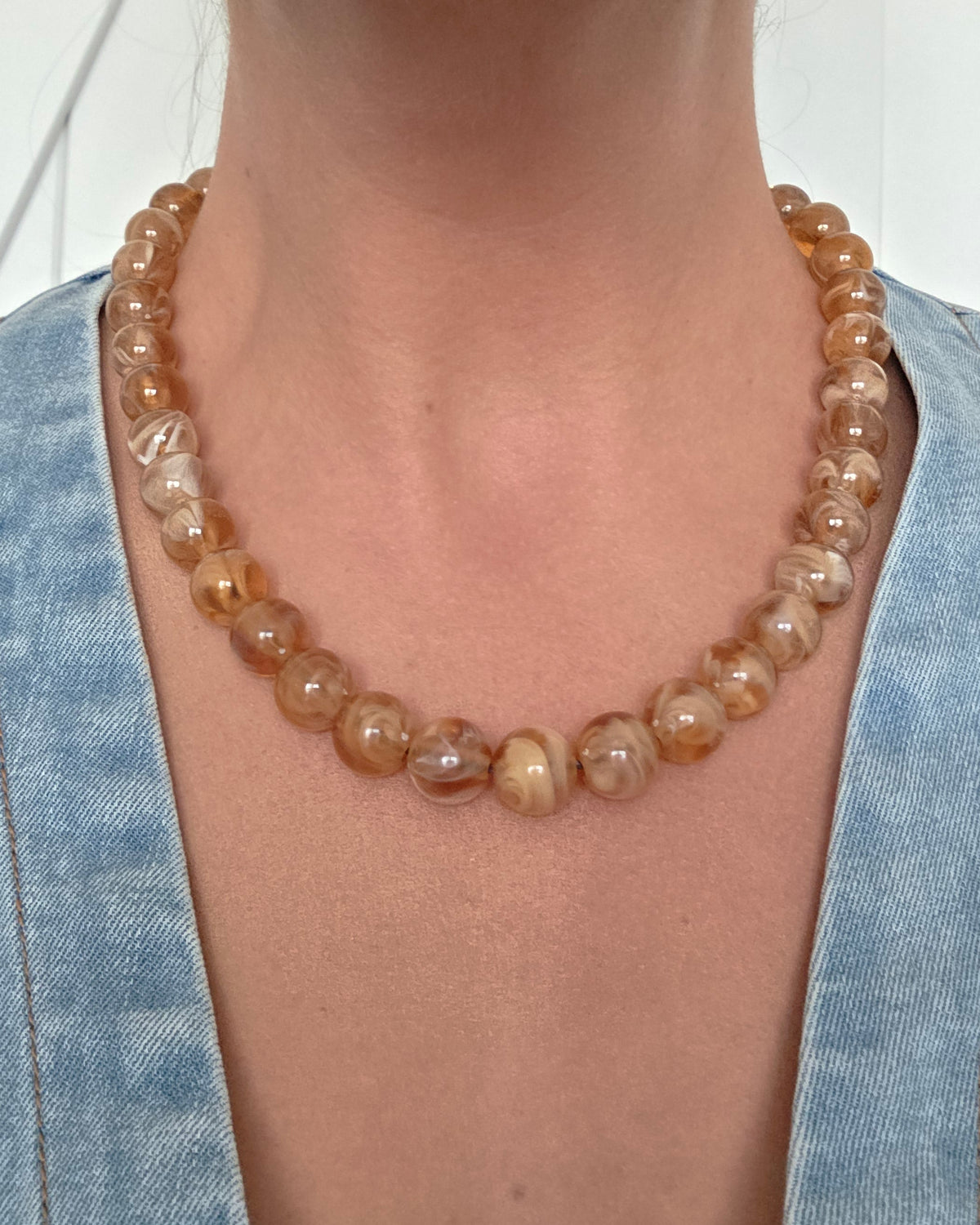 Golden Honey Beaded Necklace Set.