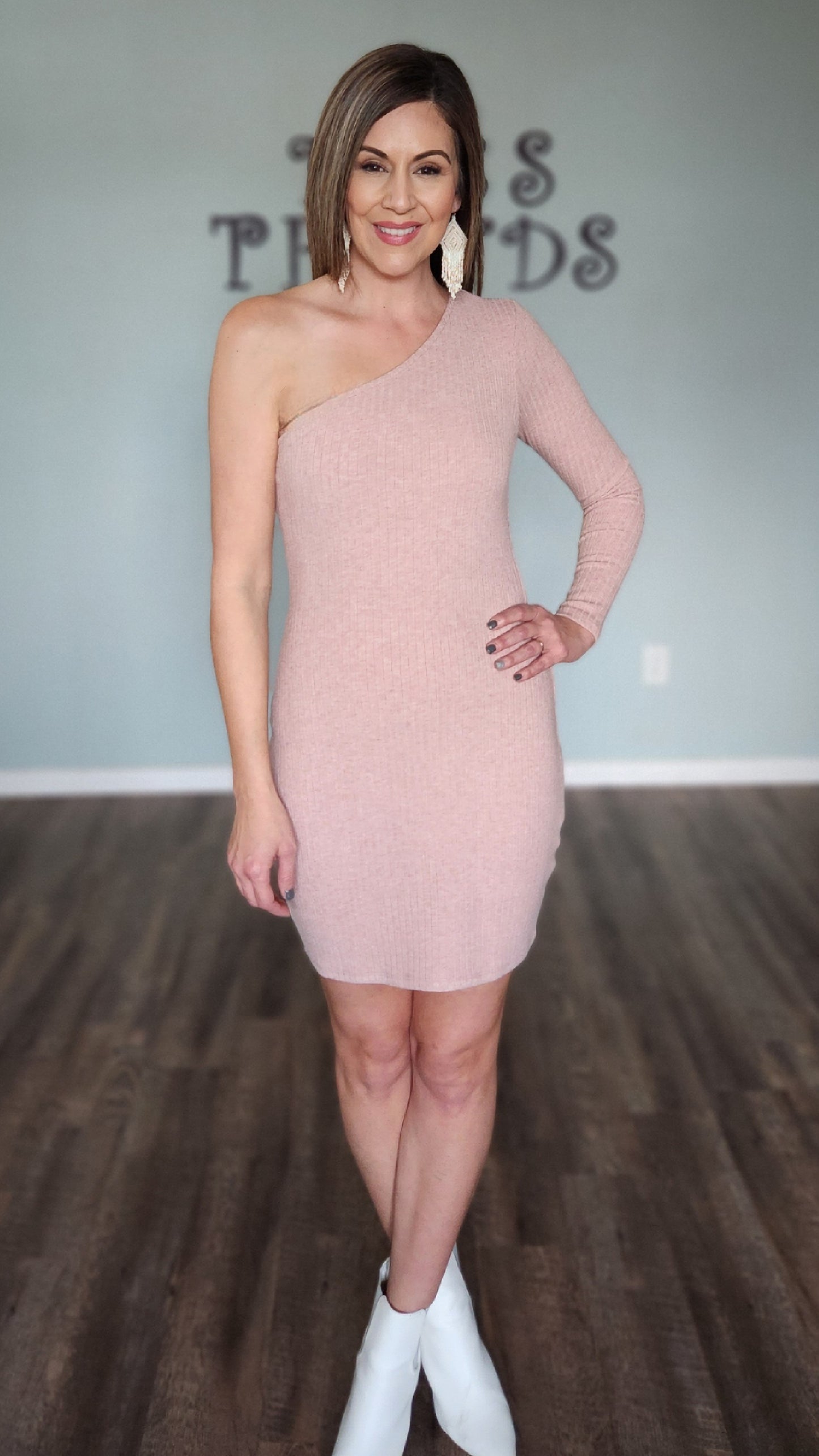 Versatility With Some Edge Sweater bodycon Dress-Pink